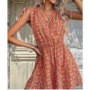 Boutique Floral Boho V-Neck Sleeveless Romper NEW
